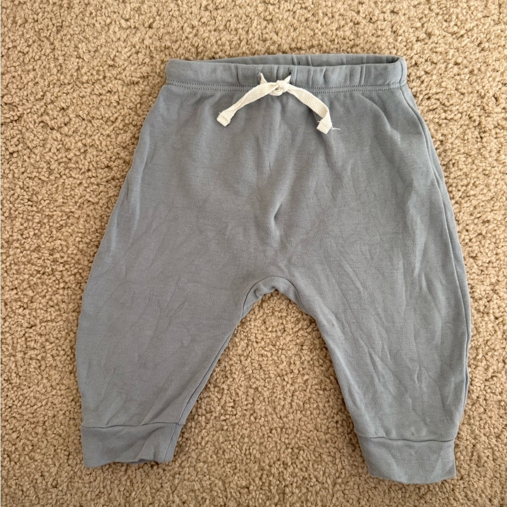 Quincy Mae Dusty Blue/gray Jogger Pants with Drawstring 6-12mo
